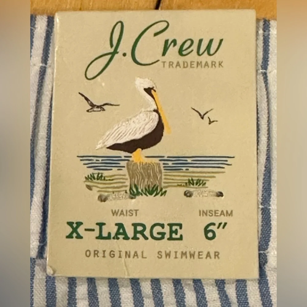 J. Crew 6” Seersucker Swim Trunks, Size XL.